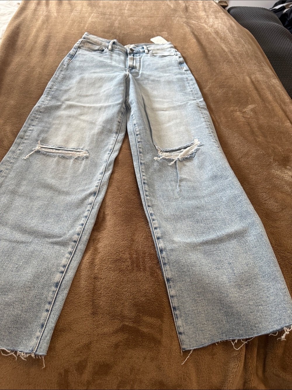 Light Wash Distressed Boot-Cut Jeans for Women